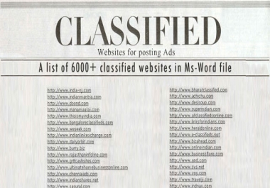  give you list of 6000+ Classified Websites for Posting Ads 
