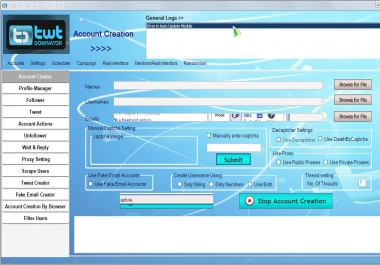 Give You Twitter Account Creator+Follower Bot 100 % Safe working