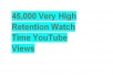 Provide you 45,000 Very High Retention Watch Time Youtube Views 